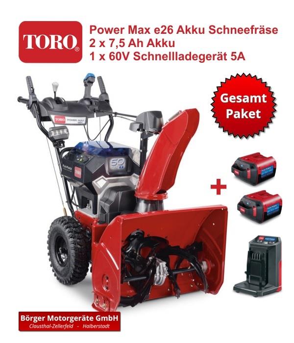 Toro Power Max E26 60V Schneefräse inkl. 2 x Akku und 1 x Ladegerät - 31875